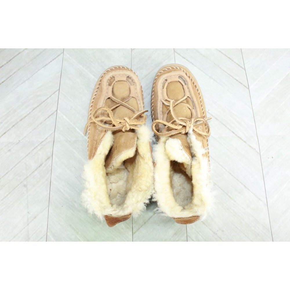 LL Bean Brown Suede Shearling Lined Wicked Good Lodge Chukkas Slippers 8 M - Picture 6 of 9